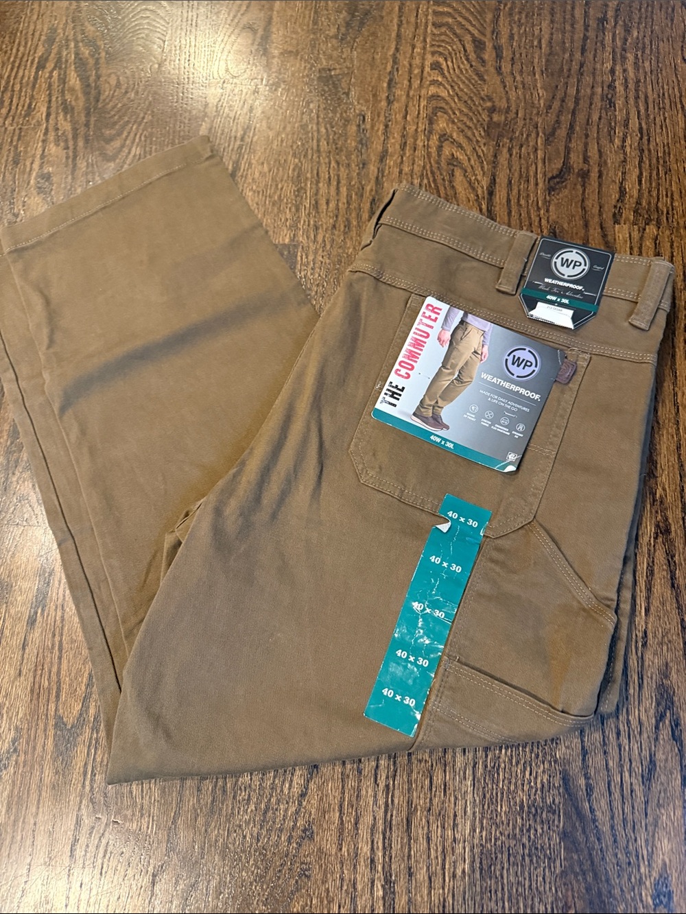 Weatherproof The Commuter Men's Khaki Brown Work Chinos pants 40x30